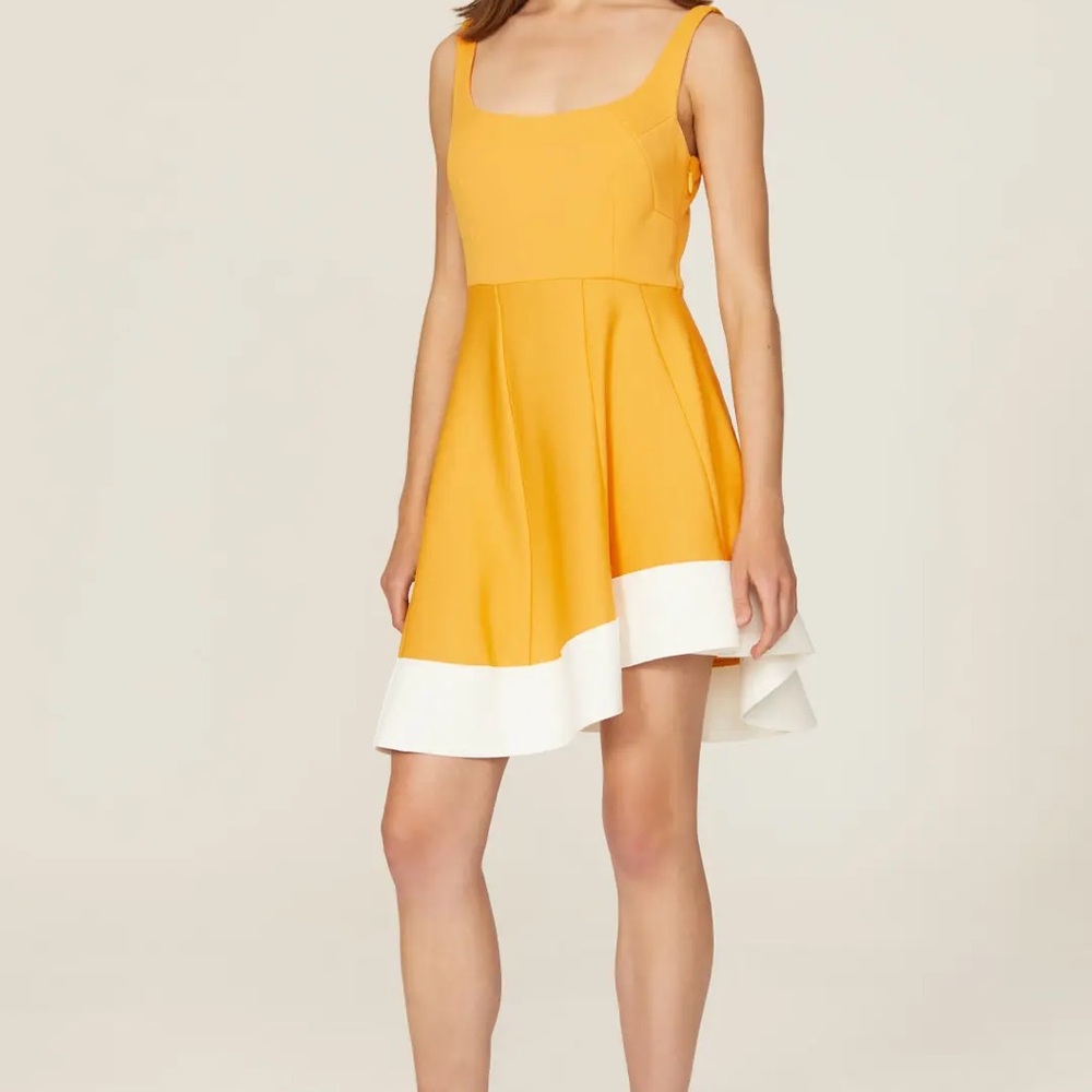 Esteban Cortazar Yellow and White Mini Dress